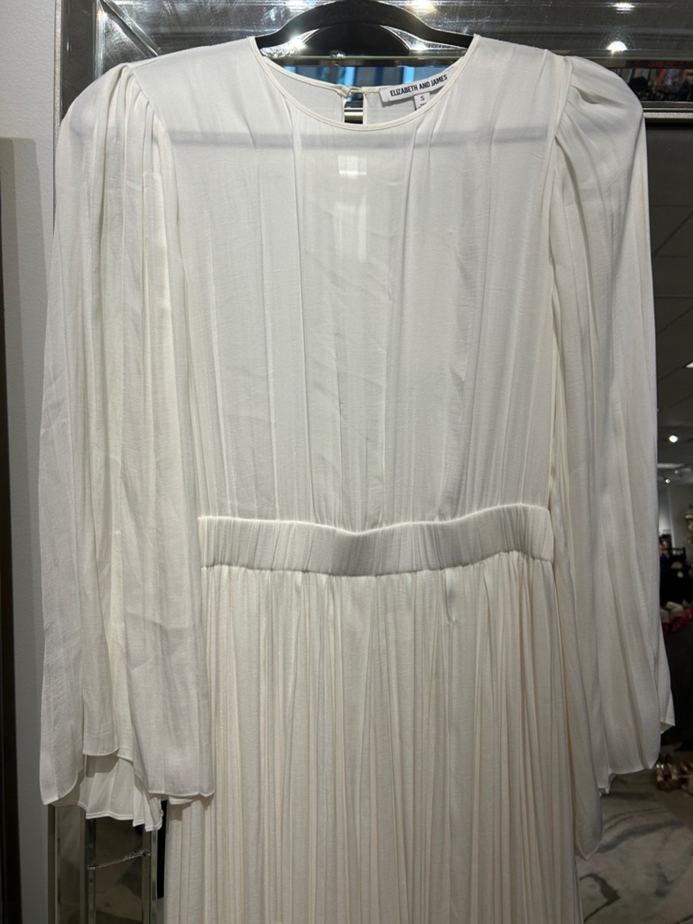 ELIZABETH & JAMES Ivory Pleated Long Sleeve Maxi Dress - Picture 2 of 5